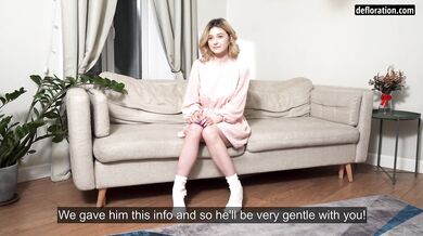 A real man deflowers Lily on the sofa