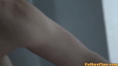 Ripped studs rimming in lockerroom before hj