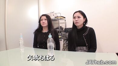 Cute JAV babe and her stepmom take turns pleasing one lucky man