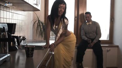 Yellow Saree Bollywood Bhabhi gets fucked in the kitchen