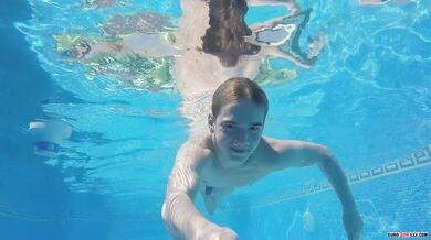 Horny Gay Rubs His Hard Cock In The Pool