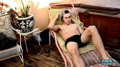 Skinny Dude Wanks His Big Dick Outdoors