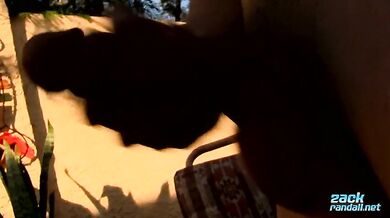 Skinny Dude Wanks His Big Dick Outdoors