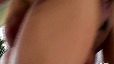 Before having her Asian twat railed the busty brunette excitedly deepthroats and gets titty fucked