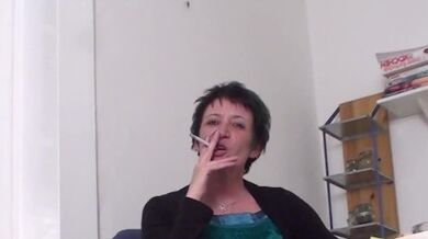 mature lady smoking action
