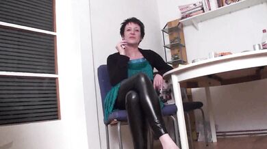 mature lady smoking action