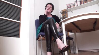 mature lady smoking action