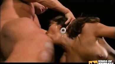 Naughty Asian babe gets her bush screwed outside by a muscular man with huge dick