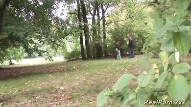 hot busty Milf picked up for outdoor sex