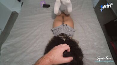 Sweet tiny stepdaughter was caught masturbating