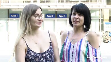 lesbian anal fingering Couple Play With a Glass Dildo