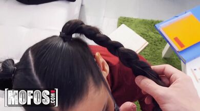 MOFOS - Student Andreina DeLuxe Holds A Book With One Hand And Strokes Jordi's Cock With The Other
