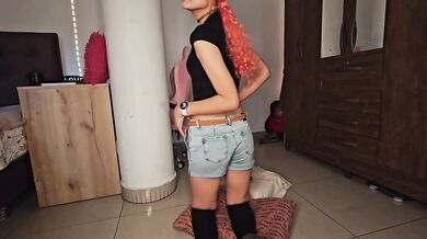 Femboy gets excited and puts the dildo all the way in