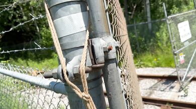 Tied up wife takes double creampie in public from husband and friend