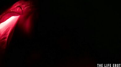 Watch this hot blonde plunge glowsticks in her pussy and ass