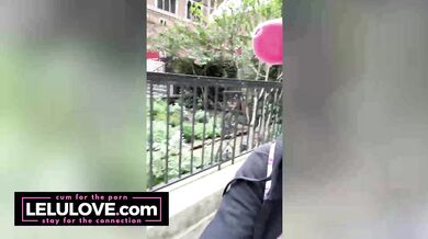 Big boobs babe flashes big tits in mirror, closeup creampie & puckering asshole, behind scenes NYC bday trip - Lelu Love