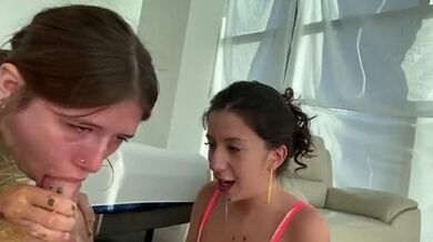 Lascivious Deepthroat Threesome With Two Girls Vomiting (Natalie Brooks)