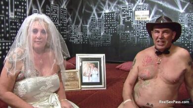 After the wedding the older bride and younger bridesmaid have a gangbang