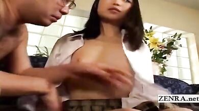 Subtitled uncensored funny Japanese escort blowjob