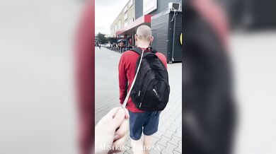 On a leash in the city. Full video on my Onlyfans (link in bio)