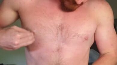 Nipple play, stroke with my quads, ginger stud cum