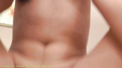 Shemale with a hairy dick gets drilled by a dude