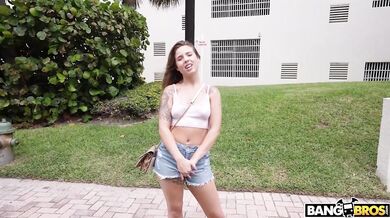 BANGBROS - Derek Savage And His Boys Offer Money To See Lucky Anne's Tits And Fuck Her While Riding In Their Van