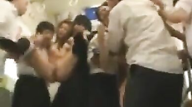 Asian Coeds Gangbanged in a Train!