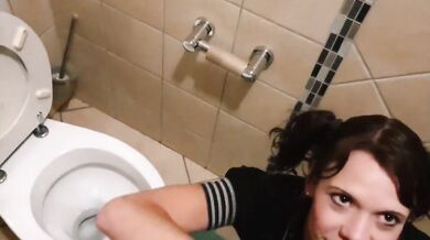 Petite pigtail girls taking her master for a piss