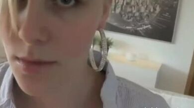 Shy german teen in shiny leggins