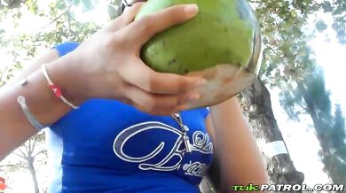 Big tit amateur Asian brunette babe rides horny man's dick with her wet pussy