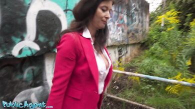 Public Agent Sex mad cougar Asha Heart caught gagging on big cock POV outdoor deepthroat and hard fast fuck