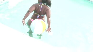 Big Booty BBW Ms Marche gets fucked by the pool by a BBC