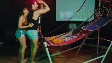 Stunning Latina MILF Jolla Sex Session During Basketball Game in Friend's Arcade (Jolla Pr)