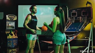 Stunning Latina MILF Jolla Sex Session During Basketball Game in Friend's Arcade (Jolla Pr)