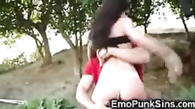 emo teen outside