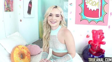 TRUE ANAL Cute blonde Khloe Kingsley has her little asshole fucked and stretched wide