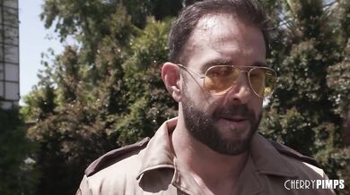 Big Boob April Olsen Gets Caught By An Eager Cop While Masturbating Outdoors