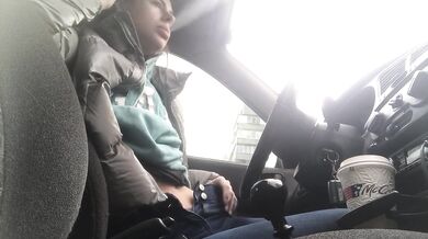 In car real Public masturbation