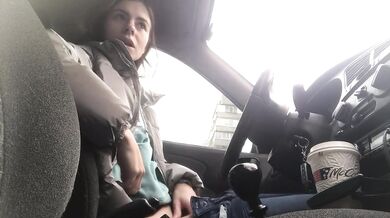 In car real Public masturbation