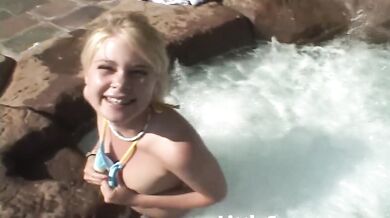 Little Summer gets horny in pool