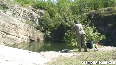 Teen craves gramps cock down her throat