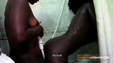 Homemade African Lesbian Wet Pussy Ebony Shower Play