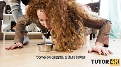 TUTOR4K. English teacher with big boobs calms down when gets stud's cock