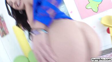 NYMPHO Spunky brunette Megan Mistakes wants to be stretched out and creampied