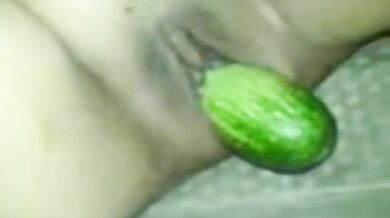 Arab Asian Girl in Hijab Tries Vegetable (Exotic Beauty)