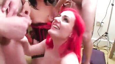 British amateur redhead bukkake party