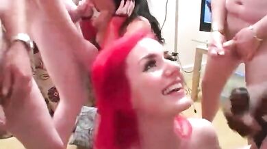 British amateur redhead bukkake party