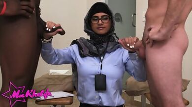 MIA KHALIFA - Mia Khalifa Conducts A Naughty Study, Milking Two Dicks To Compare Their Semen