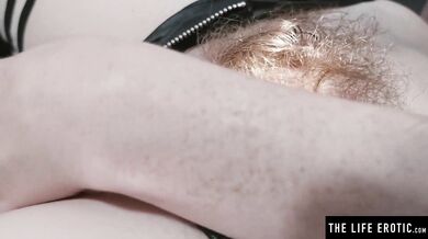 Horny girl uses a flashlight as a dildo for her tight pussy